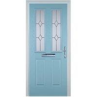 Door-Stop 2 Panel 2 Square Duck Egg Blue Left Hand GRP Composite Door - 920 x 2100mm