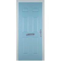 Door-Stop 6 Panel Duck Egg Blue Left Hand GRP Composite Door - 920 x 2100mm