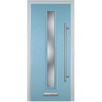 Door-Stop Cottage Duck Egg Blue Left Hand GRP Composite Door with Long Narrow Glazing - 920 x 2100mm