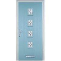 Door-Stop 4 Square Duck Egg Blue Right Hand GRP Composite Door with Flair Glass - 840 x 2100mm