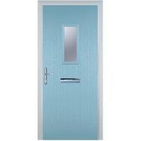 Door-Stop 1 Square Duck Egg Blue Right Hand GRP Composite Door - 840 x 2100mm