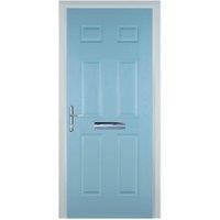 Door-Stop 6 Panel Duck Egg Blue Right Hand GRP Composite Door - 840 x 2100mm