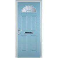 Door-Stop 4 Panel Sunburst Duck Egg Blue Right Hand GRP Composite Door - 840 x 2100mm