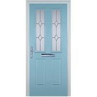 Door-Stop 2 Panel 2 Square Duck Egg Blue Right Hand GRP Composite Door - 920 x 2100mm