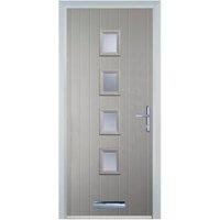 Door-Stop 4 Square Agate Grey Left Hand GRP Composite Door with Stippolyte Glass - 840 x 2100mm