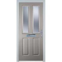 Door-Stop 2 Panel 2 Square Agate Grey Left Hand GRP Composite Door with Stippolyte Glass - 920 x 2100mm