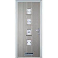 Door-Stop 4 Square Agate Grey Left Hand GRP Composite Door with Flair Glass - 920 x 2100mm