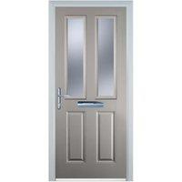 Door-Stop 2 Panel 2 Square Agate Grey Right Hand GRP Composite Door with Stippolyte Glass - 840 x 2100mm