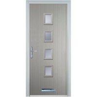 Door-Stop 4 Square Agate Grey Right Hand GRP Composite Door with Stippolyte Glass - 920 x 2100mm