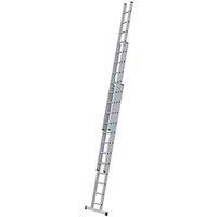 Zarges Everest 3 x 12 D-Rung Aluminium Treble Extension Ladder - Max Height 8.33m