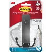 Command Large Bath Double Hook - Black