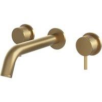 Melbury Pro Dual Lever Wall Mounted Concealed Basin Mixer Tap - Brushed Brass