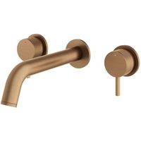 Melbury Pro Dual Lever Wall Mounted Concealed Basin Mixer Tap - Brushed Bronze