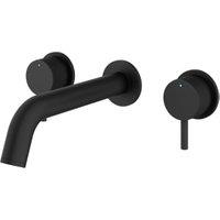 Melbury Pro Dual Lever Wall Mounted Concealed Basin Mixer Tap - Matt Black