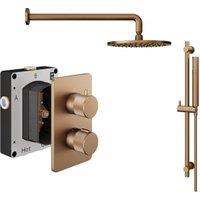 Melbury Pro Dual Control Round Mixer Shower includes Shower Valve, Shower Head & Riser Rail - Brushed Bronze
