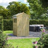 Powersheds Premium Double Door Apex Pressure Treated Shed - 4 x 4ft