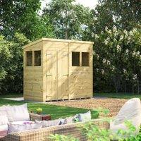 Powersheds Premium Double Door Pent Pressure Treated Shed - 8 x 4ft