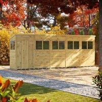 Powersheds Premium Double Door Pent Pressure Treated Shed - 20 x 4ft