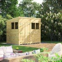 Powersheds Premium Double Door Pent Pressure Treated Shed - 8 x 6ft