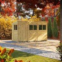Powersheds Premium Double Door Pent Pressure Treated Shed - 12 x 6ft