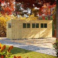 Powersheds Premium Double Door Pent Pressure Treated Shed - 18 x 6ft