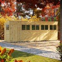 Powersheds Premium Double Door Pent Pressure Treated Shed - 20 x 6ft