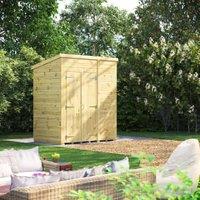 Powersheds Premium Pent Double Door Pressure Treated Windowless Shed - 6 x 4ft
