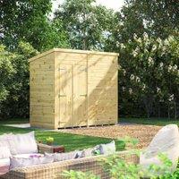 Powersheds Premium Pent Double Door Pressure Treated Windowless Shed - 8 x 4ft