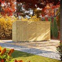 Powersheds Premium Pent Double Door Pressure Treated Windowless Shed - 14 x 4ft