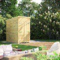Powersheds Premium Pent Double Door Pressure Treated Windowless Shed - 4 x 6ft