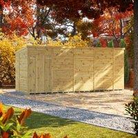 Powersheds Premium Pent Double Door Pressure Treated Windowless Shed - 18 x 6ft