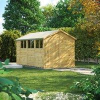 Powersheds Premium Double Door Apex Pressure Treated Shed - 14 x 8ft