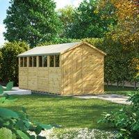 Powersheds Premium Double Door Apex Pressure Treated Shed - 16 x 8ft