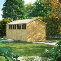 Powersheds Premium Double Door Apex Pressure Treated Shed - 18 x 8ft