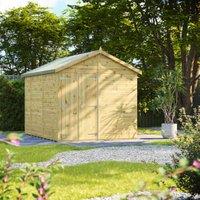 Powersheds Premium Apex Double Door Pressure Treated Windowless Shed - 10 x 8ft