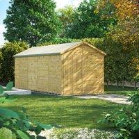 Powersheds Premium Apex Double Door Pressure Treated Windowless Shed - 18 x 8ft