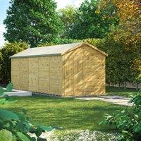Powersheds Premium Apex Double Door Pressure Treated Windowless Shed - 20 x 8ft