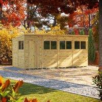 Powersheds Premium Pent Pressure Treated Shed - 16 x 8ft