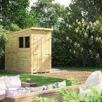 Powersheds Premium Double Door Pent Pressure Treated Shed - 4 x 8ft