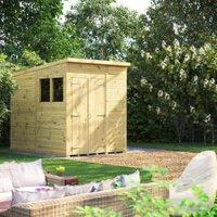 Powersheds Premium Double Door Pent Pressure Treated Shed - 6 x 8ft