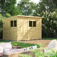 Powersheds Premium Double Door Pent Pressure Treated Shed - 10 x 8ft