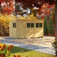 Powersheds Premium Double Door Pent Pressure Treated Shed - 12 x 8ft