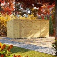 Powersheds Premium Pent Pressure Treated Windowless Shed - 16 x 8ft