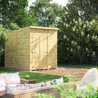 Powersheds Premium Pent Double Door Pressure Treated Windowless Shed - 6 x 8ft