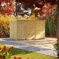 Powersheds Premium Pent Double Door Pressure Treated Windowless Shed - 12 x 8ft