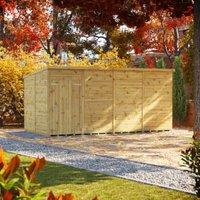 Powersheds Premium Pent Double Door Pressure Treated Windowless Shed - 16 x 8ft