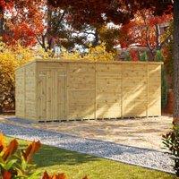 Powersheds Premium Pent Double Door Pressure Treated Windowless Shed - 18 x 8ft