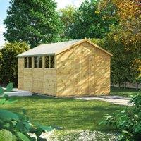 Powersheds Premium Apex Pressure Treated Shed - 14 x 10ft