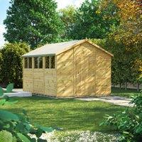 Powersheds Premium Double Door Apex Pressure Treated Shed - 12 x 10ft
