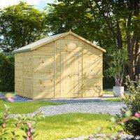 Powersheds Premium Apex Double Door Pressure Treated Windowless Shed - 8 x 10ft